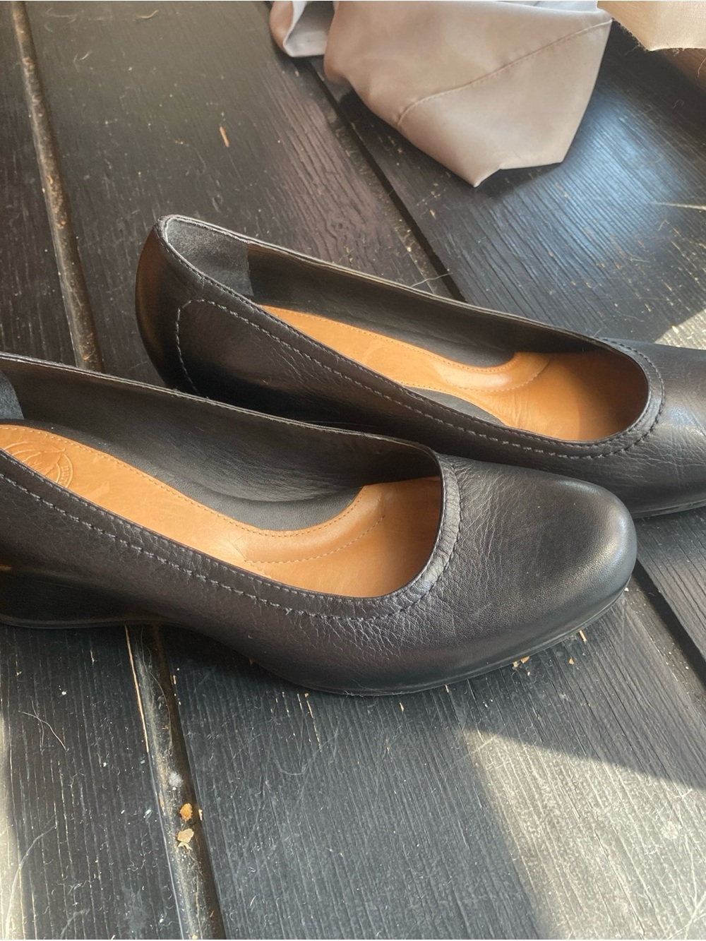 Mark Nason Black Leather Low Heel Pumps